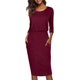 thumbnail image 1 of Vestido tubo informal de oficina con escote redondo, mangas 3/4 y entallado hasta la cadera para mujer, 1 of 5