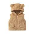 thumbnail image 4 of ZHOGXU Kids Teens Girls Hooded Vest Sleeveless Solid Color Zip Up Plush Soft Comfortable Warm Jacket With Pockets For Indoor Outdoor Wear,Gold,2-3 Years, 4 of 4