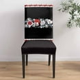 thumbnail image 4 of Chair Covers for Dining Room Set of 6,Christmas Bell Bow Stretch Seat Protector Removable Washable Chairs Slipcovers for Kitchen Banquet Wedding Hotel,Winter White Snowflakes Flowers, 4 of 6