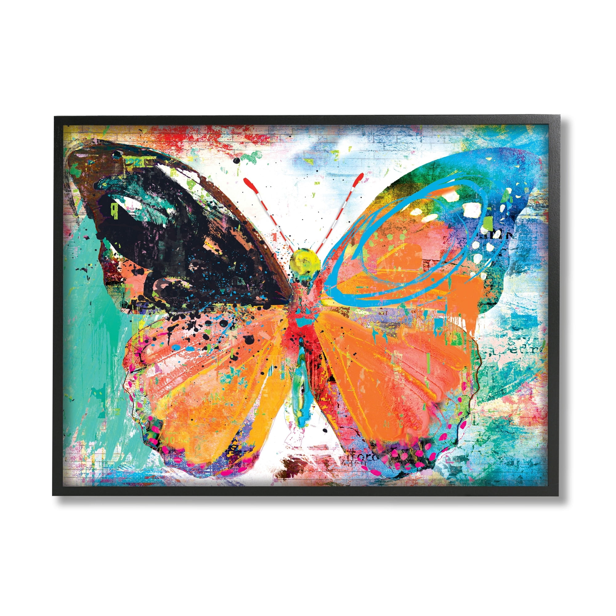 Stupell Industries Bold Butterfly Illustration Speckled Collage Style , 20 x 16, Design by Porter Hastings