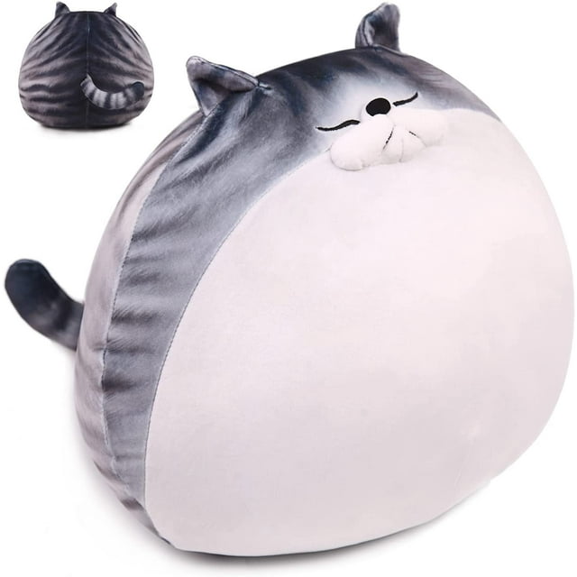 Almohada de peluche de gato gordito de 29 cm, lindo gatito de peluche grande y suave, adorable almohada de abrazo, animales de peluche blandos de anime, juguete divertido Kawaii, regalo de cumpleaños JAMW Sencillez