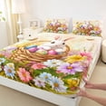 thumbnail image 4 of Erosebridal Cartoon Easter Eggs Queen Sheet Sets For Kids,Colorful Flowers Kawaii Bunny Bed Set For Girls 4-Piece, 4 of 6
