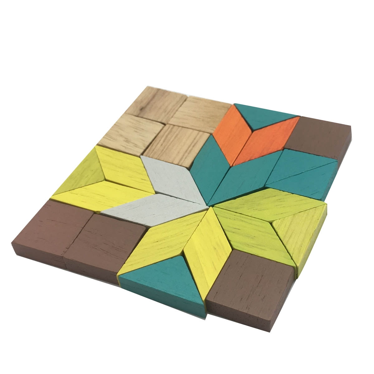 26 Pieces Wooden Puzzle Mosaic Pattern Blocks Educational Toy