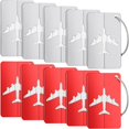 thumbnail image 1 of 10 Pieces Luggage Tags Business Card Holder Aluminium Metal Travel Id Bag Tag For Travel Luggage Baggage Identifier (silver, Red), 1 of 4