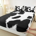 thumbnail image 3 of jejeloiu Cow Print Twin Sheet Sets,Retro Farmhouse Lodge Twin Fitted Sheet,Black White Cattle Flat Sheet,Microfiber Bedroom Decor,3-Piece, 3 of 7