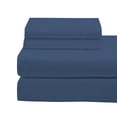 thumbnail image 3 of Royal elegance Ensemble de Draps 3 Pcs en Coton Biologique Certifié 100 % - 500 Fils - Lit Simple - Bleu Marine Véritable, 3 of 3