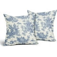 thumbnail image 2 of French Country Pillow Covers Set of 2 16x16 Inch Vintage Toile Blue Cotton Linen Polyester Decorative Throw Pillow Case Cushion Cover for Bedroom Sofa Living Room Couch Chair Office, 2 of 6