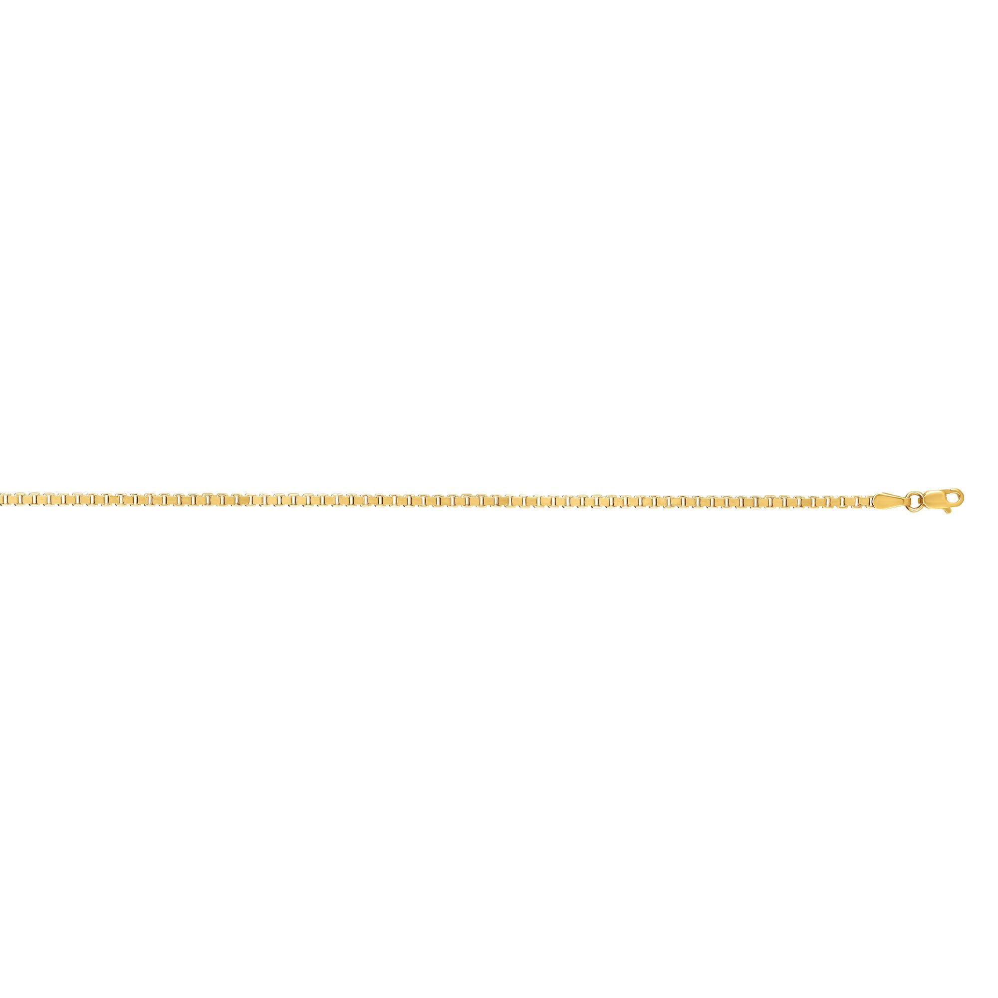 14k Yellow Gold 1.9mm Classsic Square Box Chain Necklace 20"22" 24" by JewelStop