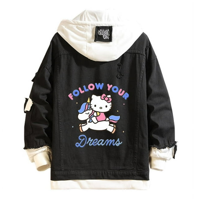 Women and men Cowboy Jacket Hello Kitty Hoodie Spring and Autumn KT Cat Sweet Top FJH
