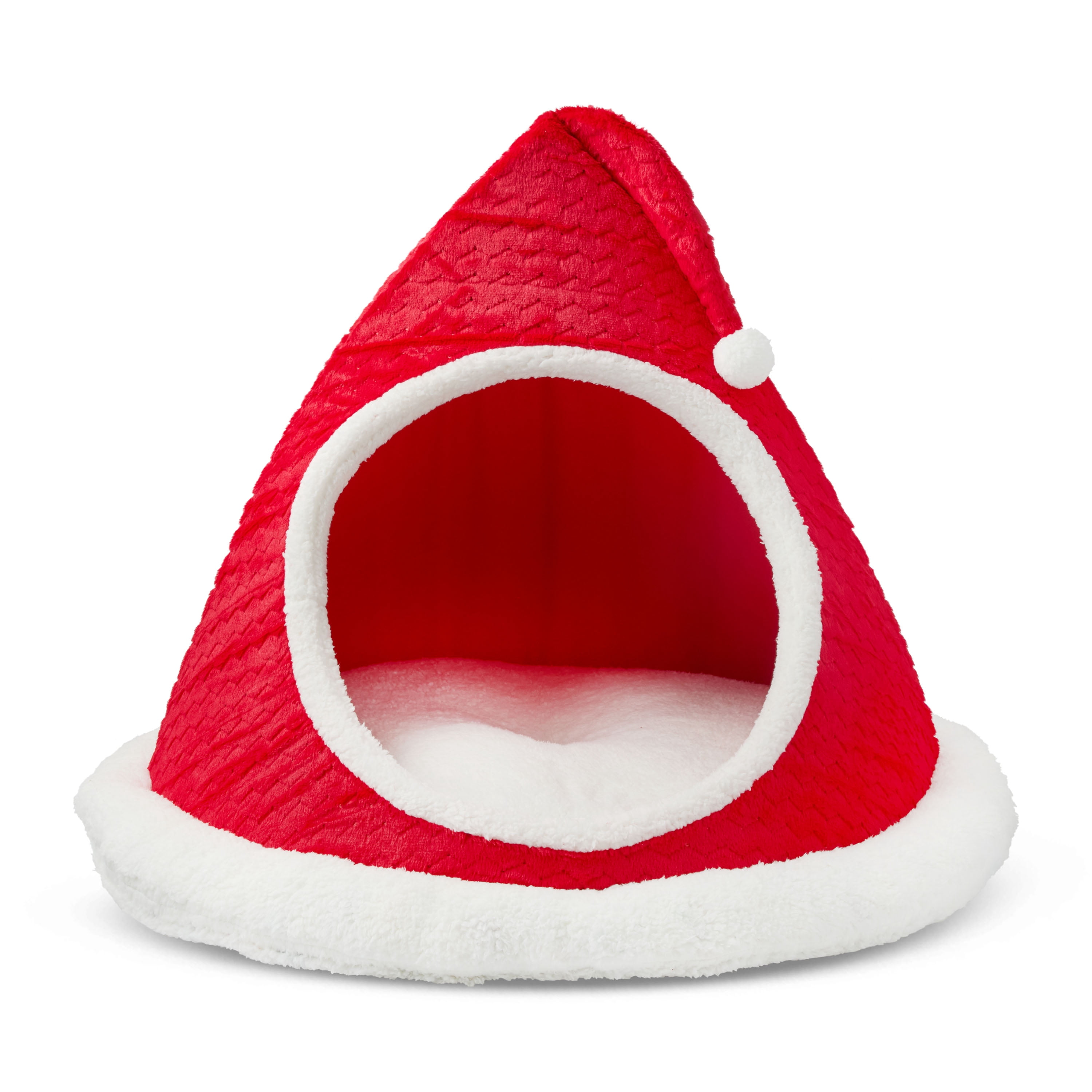 Vibrant Life Santa's Hat Extra Large Holiday Pet Bed, Red and White, 46" x 38" x 46"