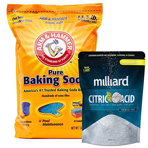 Arm & Hammer Baking Soda 13½ lb. bag + Milliard 100 Pure Food Grade Citric Acid 5 lb. bag