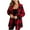 Red, variant on Lovskoo 2024 Womens Oversized Hooded Fuzzy Fleece Jacket Open Front Cardigan Winter Coat Long Sleeve Plaid Faux Shearling Jacket Khaki