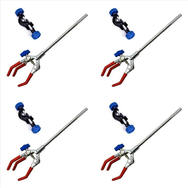 4X Abrazadera de Laboratorio Mordaza de Ajuste de Dedo de 3 Puntas con ExtensióN CientíFica Clip de Soporte de Laboratorio Negro Ajustable
