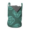 thumbnail image 1 of Floral Laundry Bag, Flowers Silhouettes Modern Dreamy Blossoms Interpretation, Hamper Basket with Handles Drawstring Closure for Laundromats, 13" x 19", Dark Teal Seafoam, by Ambesonne, 1 of 4
