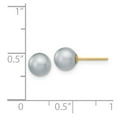 thumbnail image 3 of Real 14kt Yellow Gold 6-7mm Grey Round Freshwater Cultured Pearl Stud Post Earrings; for Adults and Teens; for Women and Men, 3 of 3