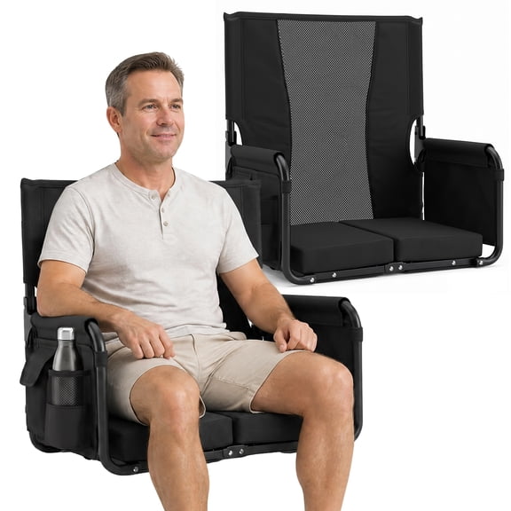 Sekey Stadium Seats with Back Support, Armrests & Soft Cushion,2pcs