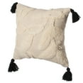 thumbnail image 6 of 16" Handwoven Cotton Throw Pillow Cover with White Tufted Stem Pattern and Black Tassel Corners with Filler, White, 6 of 7