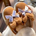 thumbnail image 2 of Zapatillas de algodón de gamuza sintética para mujer, pantuflas de invierno para el hogar con lazo de conejo para el calor, nuevo estilo de princesa con suela gruesa, 2 of 5