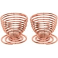thumbnail image 3 of Rose Gold Spiral Egg Cups - Set of 2, Modern and Lightweight Metal Design for Boiled Eggs, 3 of 5