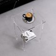 thumbnail image 5 of Acrylic Small Side Table with Square Leg - 13.4'' L x 11.5'' W x 19.6'' H - Small Nightstand Bedside Table 2-Tier Clear End Table for Living Room, Bedroom, 5 of 6