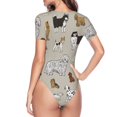 thumbnail image 4 of Daiia Dog Animal print Women's Crew Neck Short Sleeve Bodysuit Fashion Tops Fit Casual Basic Extender Bodysuit-Small, 4 of 9