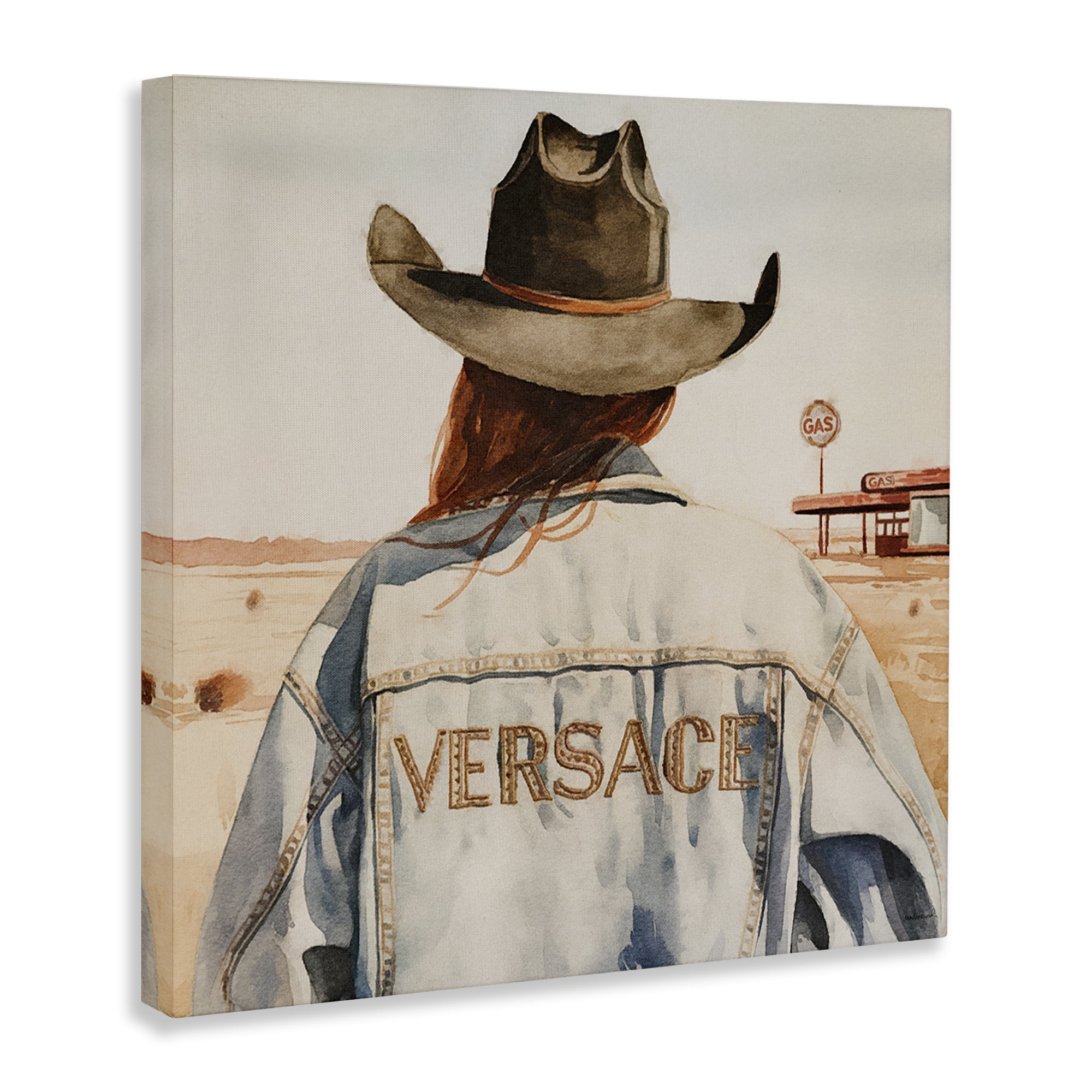 Stupell Industries Glam Jacket Cowgirl People Painting Wrapped Canvas Art Print Wall Art, 30 x 30