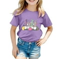 thumbnail image 4 of MIASHUI Haut à Manches Courtes pour Garçons et Filles, T-Shirt Graphique de Pâques, Col Rond d'Été, Violet, 12-13 Ans, 4 of 4