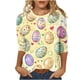 thumbnail image 1 of Tops de Cuello Redondo para las Mujeres Carnaval Impreso 3/4 Manga Blusa Casual, Blusas para las Mujeres Colorido Uso Diario, 1 of 7