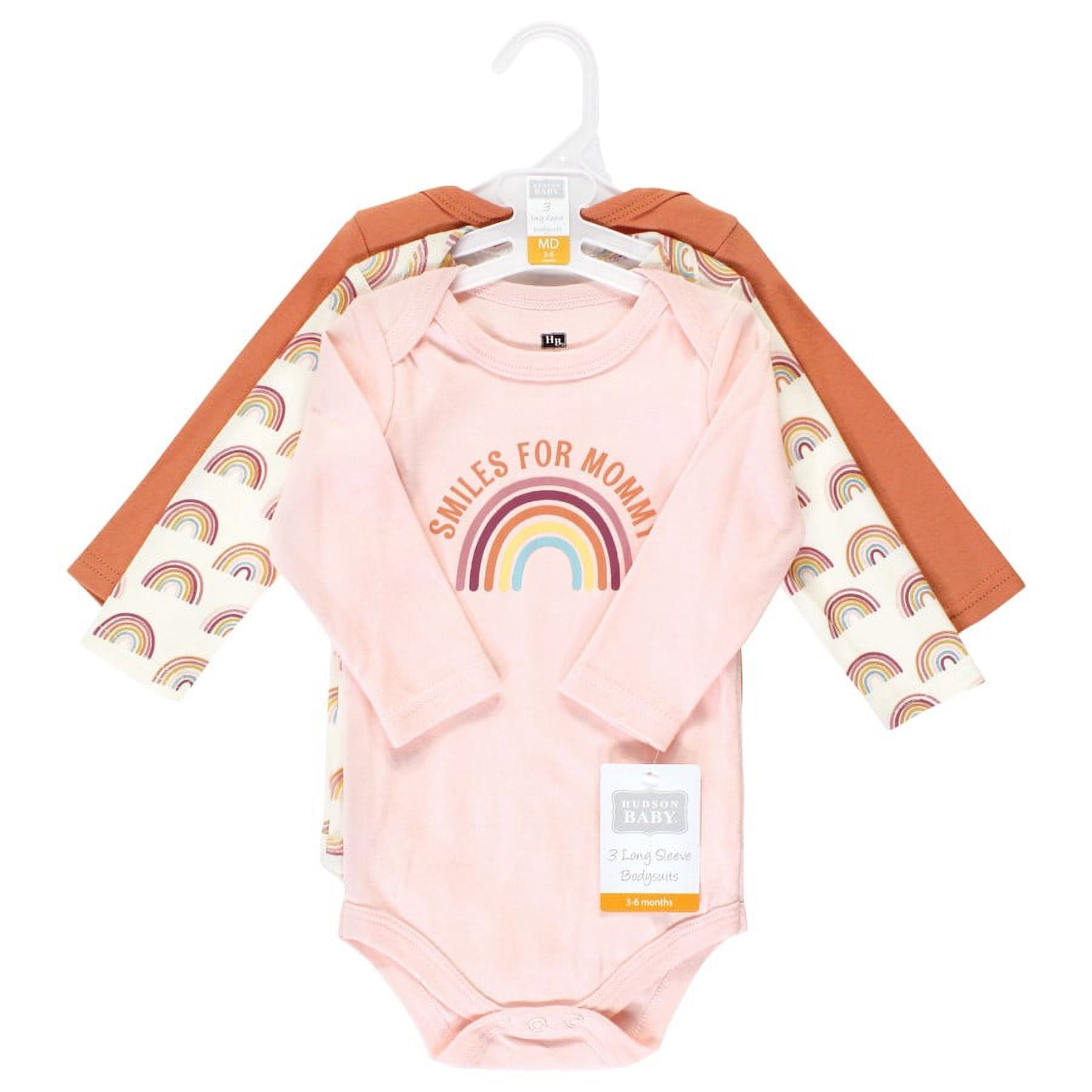Hudson Baby Cotton Long-Sleeve Bodysuits, 3-Pack, Newborn- 24 Months