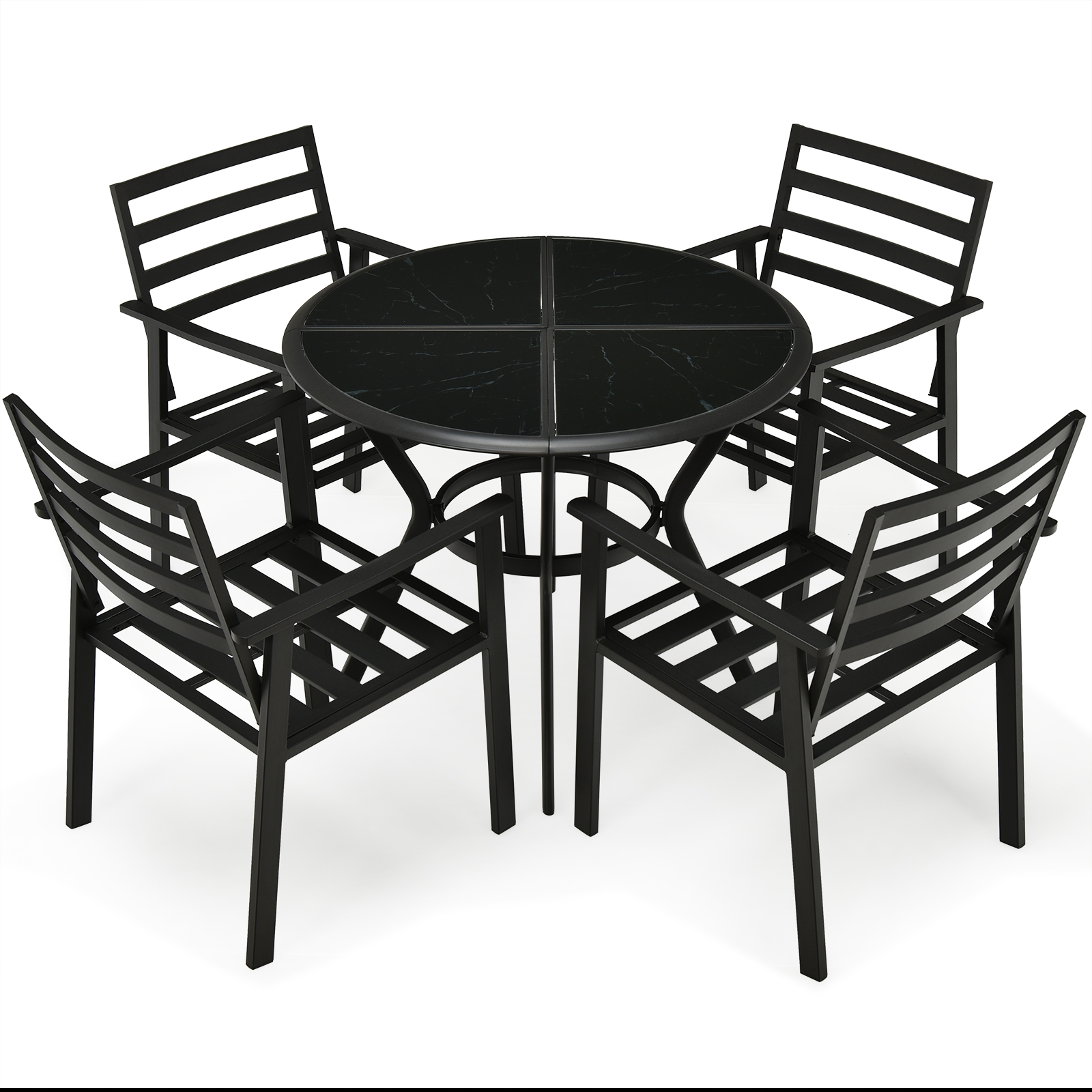 Patiojoy 5 PCS Patio Dining Table Set Outdoor Table & Chair Set Round