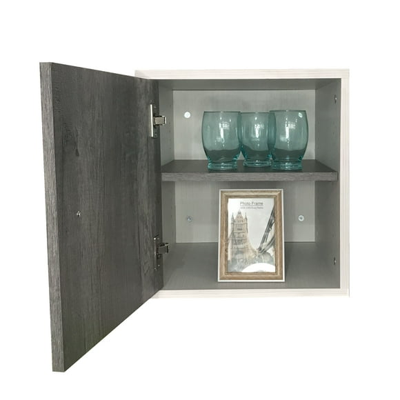 Modulo De Alacena con Estante Y Puerta, Gabinete De Cocina BLANCO ABSOLUTO/GRIS DECOMOBIL CAP-40X40-BA/G