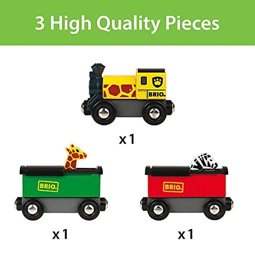 Brio World - 33722 Safari Train | Accesorio de trenes de juguete de 3 piezas para niños de 3 años en adelante Brio Brio