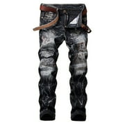 LOVZFMLL Jeans Hommes Jeans Nouvelle mode Avoir des poches Bouton Zipper Personnalité Denim Tendance Jeans