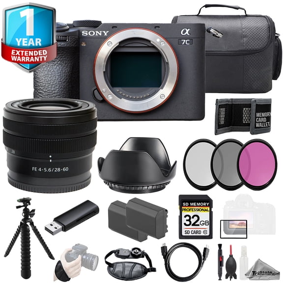 Sony a7C II (Black)   FE 28-60mm Lens  32GB   Ext Bat  1 Yr Warranty- Kit (International Version)