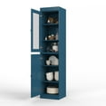 thumbnail image 2 of Palace Imports 100% Solid Wood 16.5" Kitchen Pantry Storage Cabinet with Glass Door and Adjustable Shelves, Teal Blue, 2 of 4