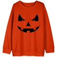 thumbnail image 2 of Chandails en Molleton Visage de Citrouille Halloween Femmes Mignon Pull Graphique Citrouille Décontracté Manches Longues Automne, 2 of 5