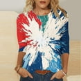 thumbnail image 2 of GERsome American Flag Shirts for Women 4th of July 3/4 Sleeve T Shirt Funny USA Graphic Tees Patriotic Casual Pullover Tops S-5XL, 2 of 5
