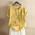 thumbnail image 2 of Fesfesfes Gym Tops Women's Summer Casual Round Neck Short Sleeve Flower Printing Loose Shirt TopsDMM-Y4448 T Shirts for Women 2XL(US:12), 2 of 6