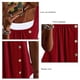 thumbnail image 4 of Camiseta 2 en 1 Blusa plisada con botones delanteros y ajuste holgado Blusa informal de verano para mujer Rojo vino L, 4 of 5