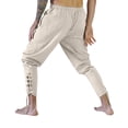 thumbnail image 5 of BVWKPCV Mens Medieval Ankle Pants Renaissance Viking Pirate Pants Lace Up Cotton Tapered Halloween Costume Trousers White XXL, 5 of 6