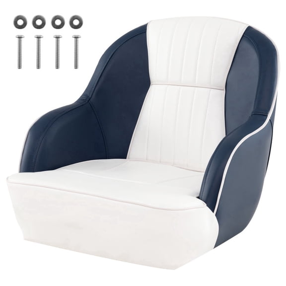 Airfind Captain Pontoon Bucket Seat with Marine-Grade PVC Leather Upholstery and Contoured Sponge Cushion for Fishing Boat Runabout and Pontoon Helm, Blue