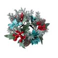 thumbnail image 2 of Kuntesetty Christmas Candle Ring Wreath Candle Holder Wreath for Farmhouse Home Holiday Green Flower, 2 of 9