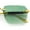 Gold - Green, variant on Luxury Hip Hop Rapper Rimless Bevel Lens Rectangular Hustler Sunglasses Gold - Smoke