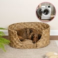 thumbnail image 2 of THE LICKER STORE Perri 24" x 18" Classic Farmhouse Handwoven Hyacinth Oval Pet Bed with Machine-Washable Cushion, Natural, DBD4001A, 2 of 8