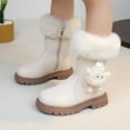 thumbnail image 6 of Chenyee Girls Flufffy Knee High Boots Winter Warm Fleece Lined Lug Sole Tall Riding Boots for Toddler, 6 of 8