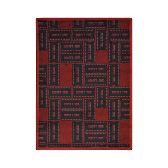 Any Day Matinee - Theater Area Rugs Admit One, 5'4" x 7'8", Burgundy