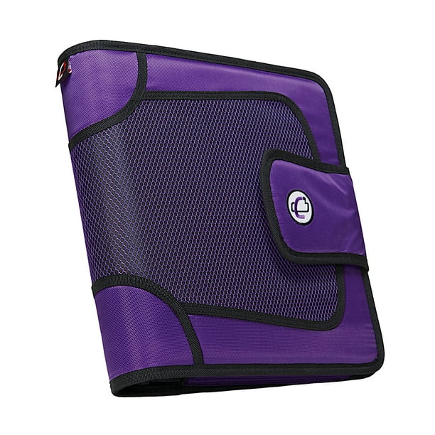 CaseIt 2" Open Tab Binder with Front Mesh Pocket and Tab File, Purple