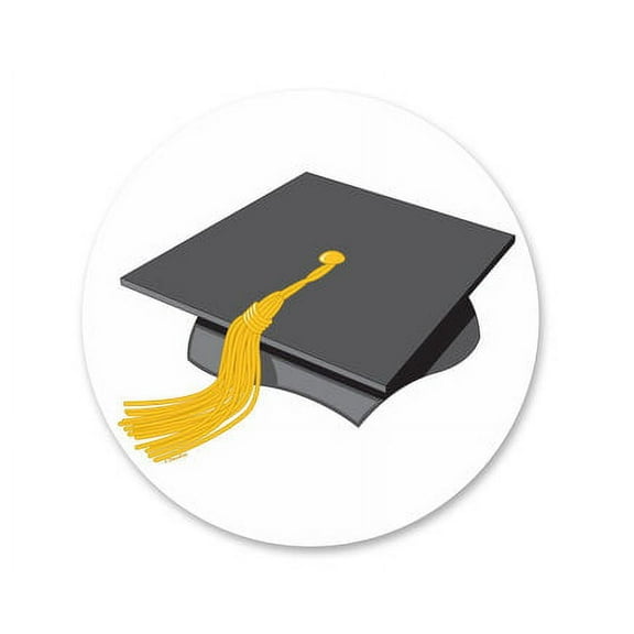 Graduation Hat Yellow Tassle Edible Icing Image Cake Decoration Topper -1/4 Sheet
