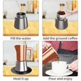 thumbnail image 4 of Stainless Steel Moka Pot Espresso Maker 6 Cups (10oz/300ml) - Italian Stovetop Coffee Maker for Gas & Induction Cooktops, Camping & Home Use, Durable Coffee Pot, Brown, 4 of 8
