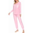 thumbnail image 4 of SWOMOG Ensemble de Pyjama pour Femmes, Haut à Manches Longues avec Pantalon, 2 Pcs, Vêtement de Nuit, Ensemble de Pyjama en Modal Doux, 4 of 6